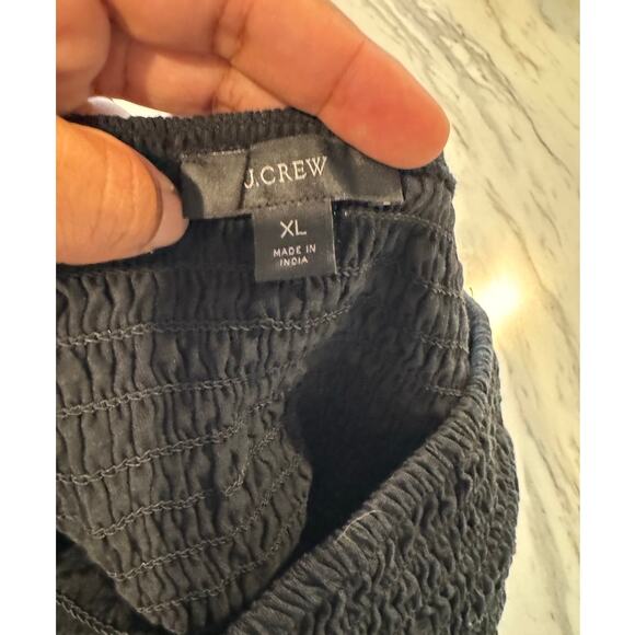 J.Crew Womens Smocked Broken-in Jersey Cropped Top Black SIZE XL - Picture 5 of 7